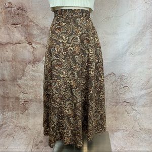 Brown Paisley A-Line Skirt | YANGANY